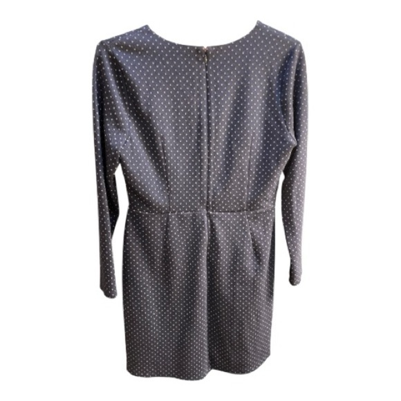 LOFT Petites Navy Blue Long Sleeve with Stars Faux Wrap Dress - Picture 3 of 4